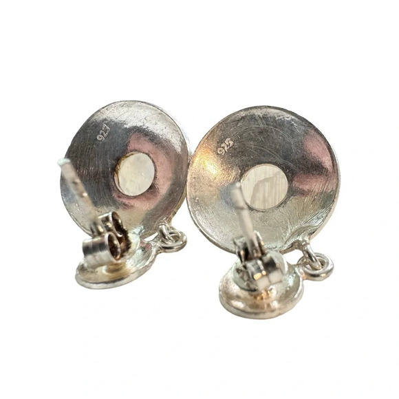 Sterling Silver Moonstone Post Earrings - Picture 7 of 8